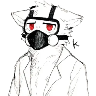 😒 furry, gas mask, lab coat, science, scientist telegram sticker