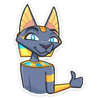 👍 cat, egyptian, thumbs up, cartoon, animal, ancient, deity telegram sticker