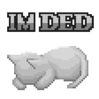 😵 IM DED kat, dood, pixel art, verdrietig, meme telegram sticker