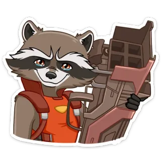 😎 Rocket Raccoon Guardians of the Galaxy Rocket Raccoon, rakun, Marvel, Guardians of the Galaxy, kartun, luar angkasa, karakter telegram sticker