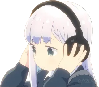 🎧 Anime, Kopfhörer, Mädchen, süß, Musik hören, Musik telegram sticker