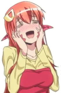 🐍 Miia Monster Musume Anime, Chica monstruo, Sonrojo, Emocionado/a, Dibujos animados, Miia, Monster Musume telegram sticker