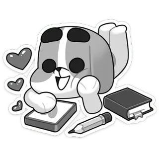 ☺️ dog, hearts, pencil, book, studying, cute telegram sticker