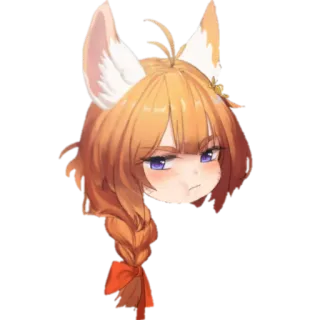 😤 anime, fox girl, kemonomimi, sticker, cute, braid, ears telegram sticker