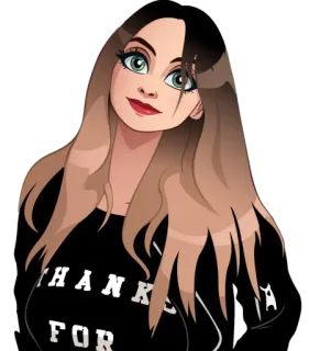 😊 THANKS FOR chica, dibujos animados, mujer, gracias telegram sticker