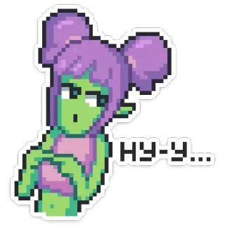 😐 HY-Y... Pixel Art, Anime Mädchen, Süß, Cartoon, Fantasy, Alien, Grüne Haut whatsapp sticker