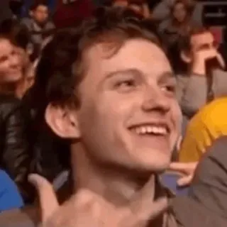 ⚙ Tom Holland actor, celebridad, persona, sonriendo, gesto con la mano whatsapp sticker