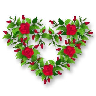 😵 Roses, Cœur, Floral, Rouge, Vert, Feuilles, Arrangement floral, Nature telegram sticker