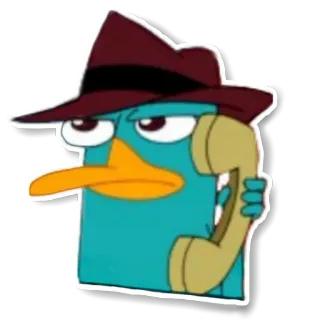 📞 Perry the Platypus Phineas and Ferb platypus, agent, spy, cartoon, animal, hat whatsapp sticker
