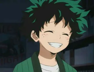 🥦 Izuku Midoriya My Hero Academia Anime, Garçon, Sourire, cheveux verts, taches de rousseur, Personnage, My Hero Academia, Izuku Midoriya telegram sticker