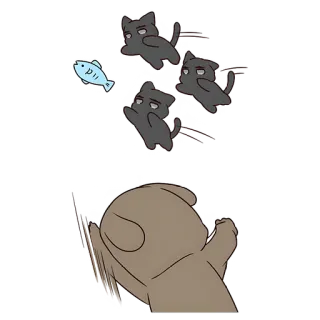 😋 kot, ryba, zwierzę, kreskówka whatsapp sticker