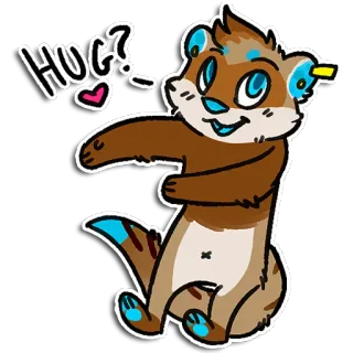 ❓ HUG? loutre, câlin, mignon, animal, dessin animé, demande whatsapp sticker