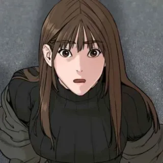 🌸 vrouw, cartoon, anime, meisje, personage, omhoog kijkend telegram sticker