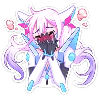🫣 dziewczyna anime, płacząca, kawaii, zawstydzona, słodka, robot, cyberpunk telegram sticker