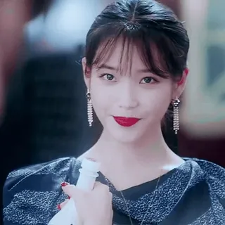 😆 IU korean actress, singer, celebrity, korean, red lipstick telegram sticker