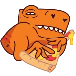 🍕 dinozaur, t-rex, pizza, jedzenie, kreskówka, słodkie, śmieszne telegram sticker