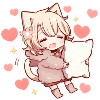 🥰 Anime, Carino, Kawaii, Cuori, Ragazza Gatto, Chibi, Sticker whatsapp sticker