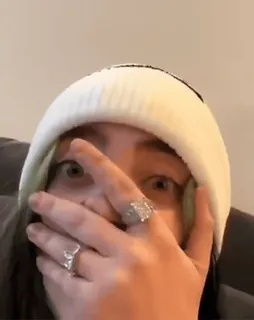 😱 Billie Eilish คน, นักร้อง, คนดัง, Billie Eilish, นักดนตรี, ดวงตา, แหวน telegram sticker