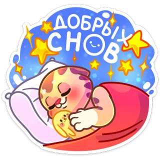 😴 ДОБРЫХ СНОВ buenas noches, gato, durmiendo, sueños, estrellas, dibujos animados, lindo, conejo telegram sticker