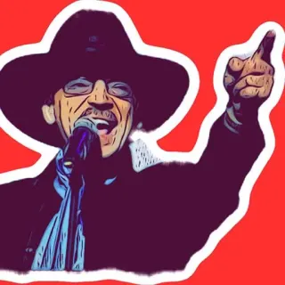 😃 środkowy palec, obraźliwy, piosenkarz, country, kapelusz, wąsy telegram sticker