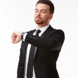 😒 man, suit, waiting, time, businessman, watch telegram sticker