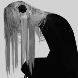 🌨 Anime, Traurig, Schwarzweiß, Haare, Rose, Kreuz whatsapp sticker