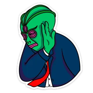 ✋️ Alien, Negócios, Três olhos, Terno, Desenho animado, Ilustração, Extraterrestre whatsapp sticker