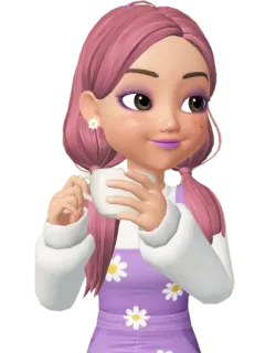 ☕️ desenho animado, garota, personagem, chá, fofo, Zepeto telegram sticker