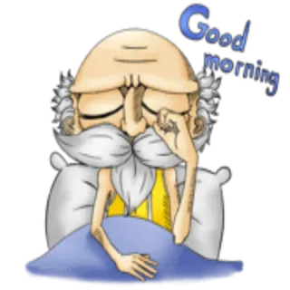 ☀️ Good morning good morning, sleepy, old man, morning, waking up, cartoon telegram sticker