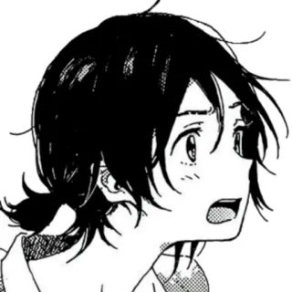 🌼 Anime, Manga, Mädchen, Emotional, Schwarze Haare, Porträt telegram sticker