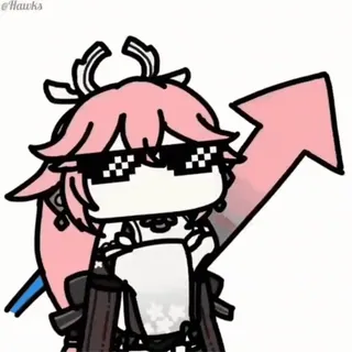 😎 アニメ, キャラクター, ステッカー, ドット絵サングラス telegram sticker