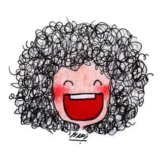 😄 dessin animé, cheveux bouclés, sourire, joyeux, personnage, illustration telegram sticker