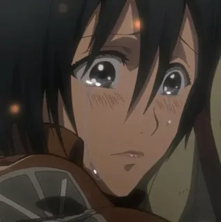 ❤️ Mikasa Ackerman Attack on Titan อนิเมะ, ร้องไห้, เศร้า, อารมณ์, มิคาสะ, ผ่าพิภพไททัน whatsapp sticker