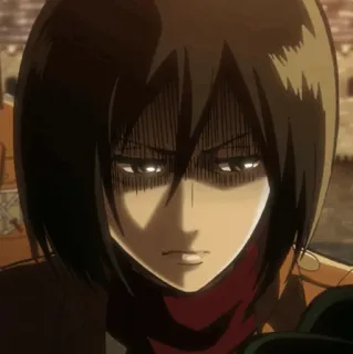 ❤️ Mikasa Ackerman Attack on Titan อนิเมะ, มังงะ, โกรธ, จริงจัง, ตัวละคร, ผู้หญิง whatsapp sticker