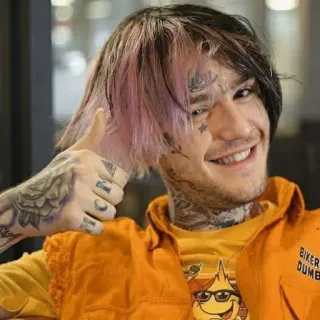🐣 Lil Peep Biker Dumb lil peep, kciuk w górę, piosenkarz, celebryta, tatuaże, portret telegram sticker