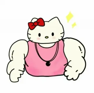 🍓 Hello Kitty hello kitty, кот, мультфильм, смешной, мускулистый, мем telegram sticker