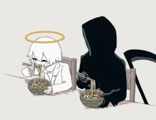 🍜 ángel, muerte, ramen, comida, parca, anime, comida telegram sticker