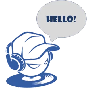 👋 HELLO! hello, greeting, headphones, cartoon, speech bubble telegram sticker