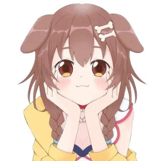 🙂 Anime, Carino, Kawaii, Cane, Capelli castani whatsapp sticker