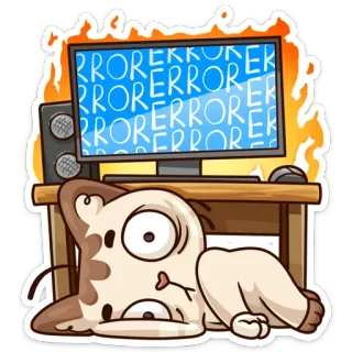 🤯 ERROR cat, computer, error, fail, frustration, animal, cartoon whatsapp sticker
