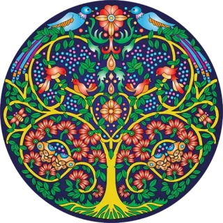 🎨 木, 鳥, 花, アート, 自然, 装飾 telegram sticker