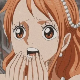 🧡 Nami One Piece 애니메이션, 충격, 놀람, 나미, 원피스, 만화, 캐릭터 telegram sticker