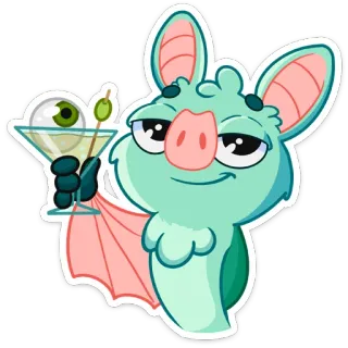🍸 con dơi, hoạt hình, động vật, martini, đồ uống, cocktail, vui nhộn, dễ thương telegram sticker