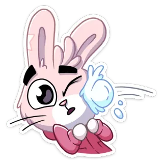😬 lapin, lapinou, animal, dessin animé, mignon, autocollant, rose, clin d'oeil telegram sticker