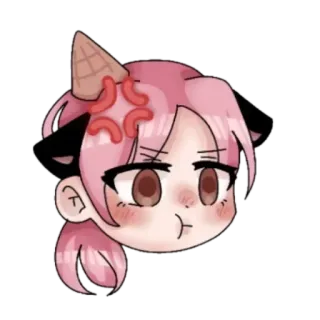 🤬 โกรธ, อนิเมะ, น่ารัก, สีชมพู, แมว, ไอศกรีม whatsapp sticker