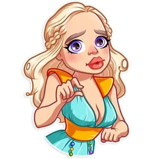 ☺️ Daenerys Targaryen Game of Thrones Dessin animé, Femme, Blonde, Daenerys Targaryen, Game of Thrones, Fantasy telegram sticker