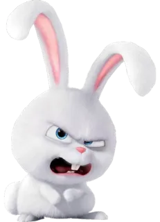 😠 Snowball The Secret Life of Pets coniglio, cartone animato, animale, bianco, arrabbiato whatsapp sticker