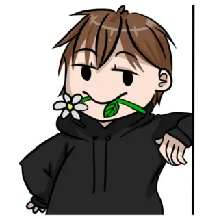 😏 Anime, Kreskówka, Postać, Kwiat, Uroczy, Zrelaksowany whatsapp sticker