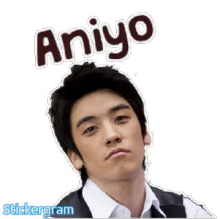 😐 Aniyo coreano, persona, faccia, uomo, asiatico whatsapp sticker