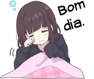 😴 Bom dia. good morning, anime, girl, sleepy, cute telegram sticker